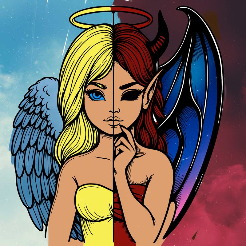 realistic angel half demon