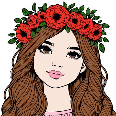 realistic girl with flower crown