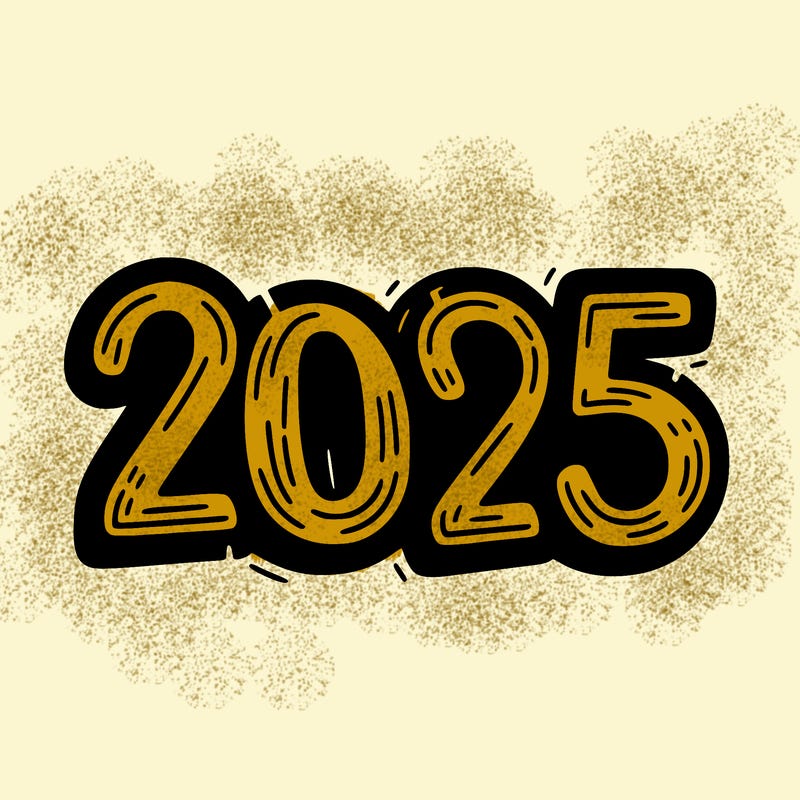 one line scrawled numbers sketch design “2025”