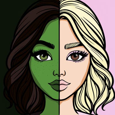 realistic girl split half