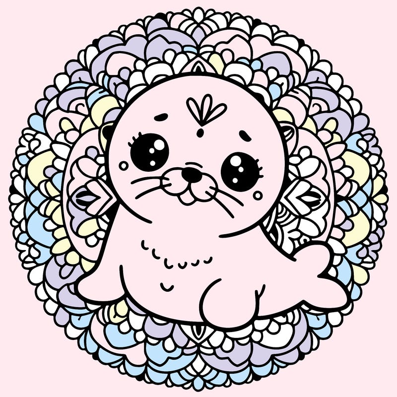 a cute baby seal mandala