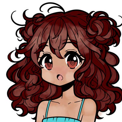 anime girl with curly hair
