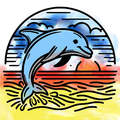 dolphin in a sunset