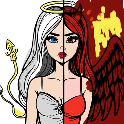 devil vs angel realistic girl