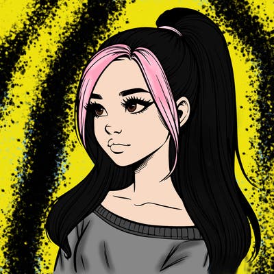 realistic girl with a high ponytail