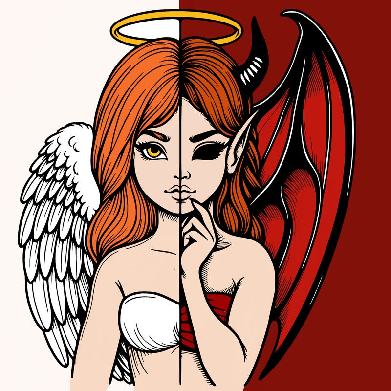 realistic angel half demon