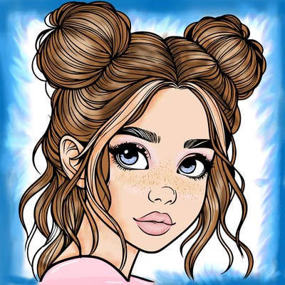 realistic girl with hair buns on her head