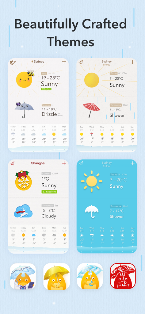 MyWeather - 15-Day Forecast - A variety of colorful and artistic weather themes and custom app icons for MyWeather