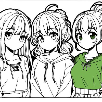 three girls anime