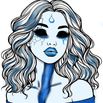 realistic girl with wavy hair and lips