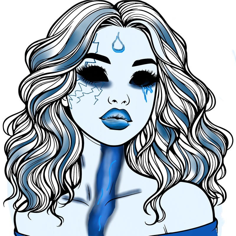 realistic girl with wavy hair and lips