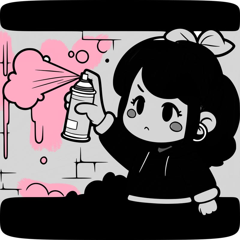 girl spray paintng a wall