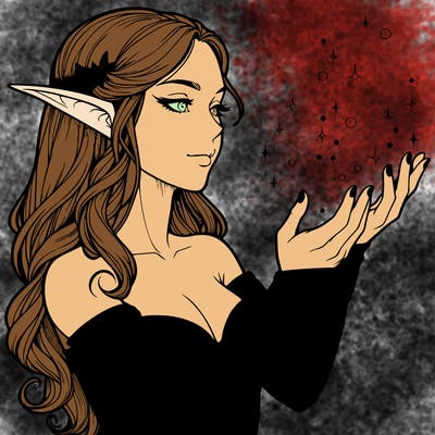 realistic elf girl doing magic