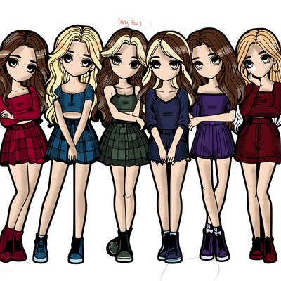 a group of girls realistic