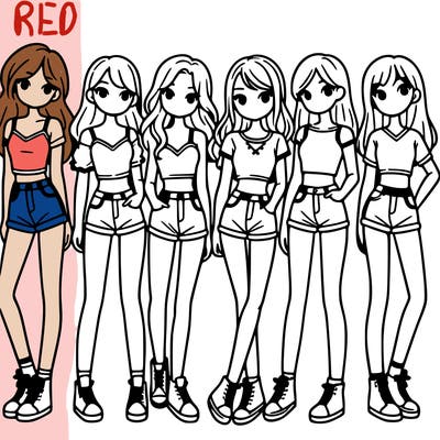 a group of girls wearing crop tops and shorts