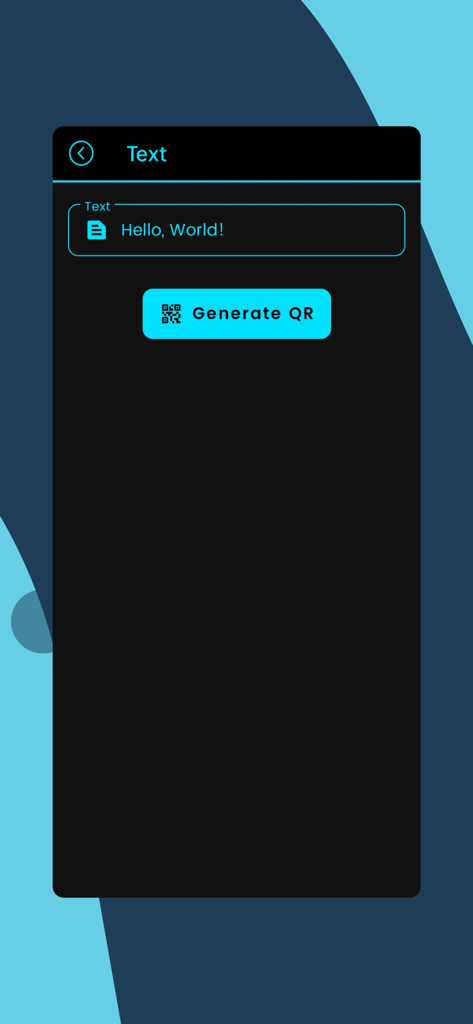 QR Verse - QR Code Generator - User interface of QR Verse app showing a text input field and a Generate QR button