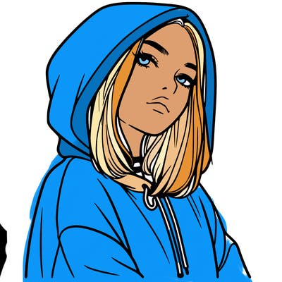 a realistic girl in a hoodie
