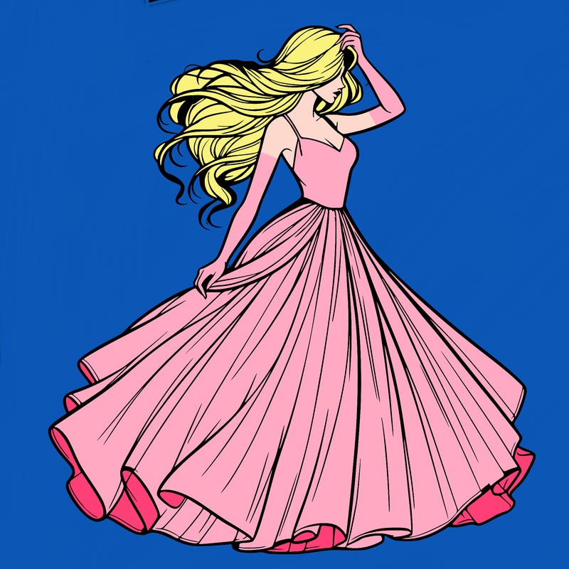 realistic woman with dress flowing in the wind