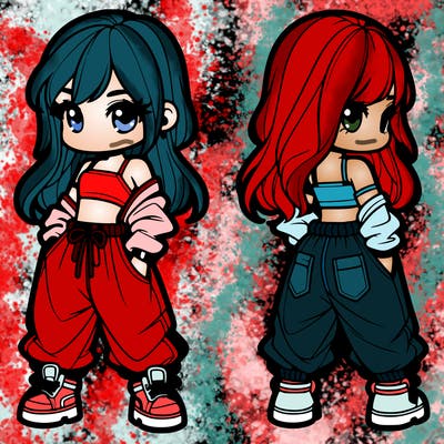 girl in crop top and baggy pants