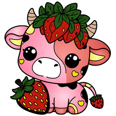 cute strawberry cow