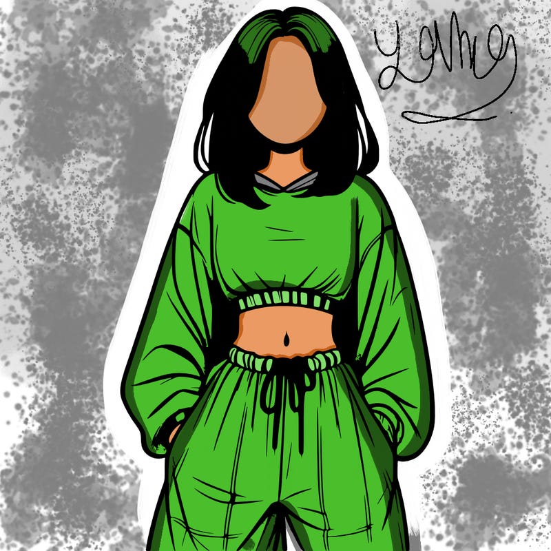 realistic girl faceless with baggy pants and a crop top