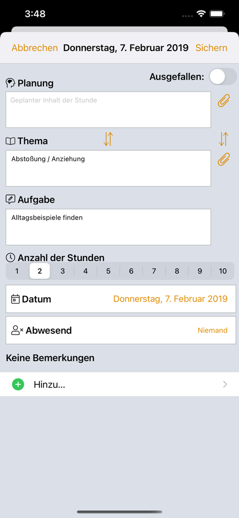 Digital teacher planner interface showing lesson details like topic and tasks