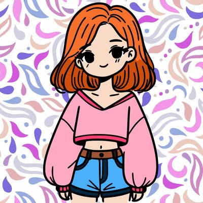 simple girl with oversized crop top
