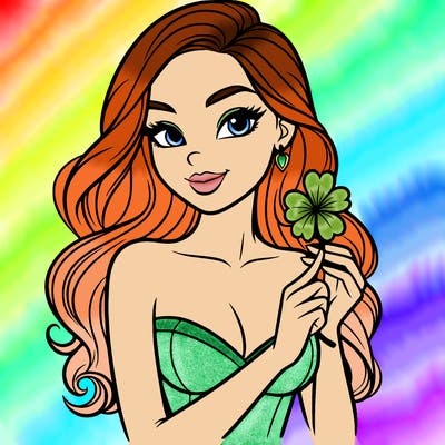 beautiful woman  carrying a clover