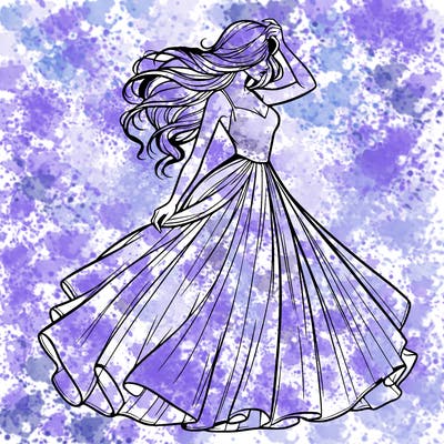 realistic woman with dress flowing in the wind