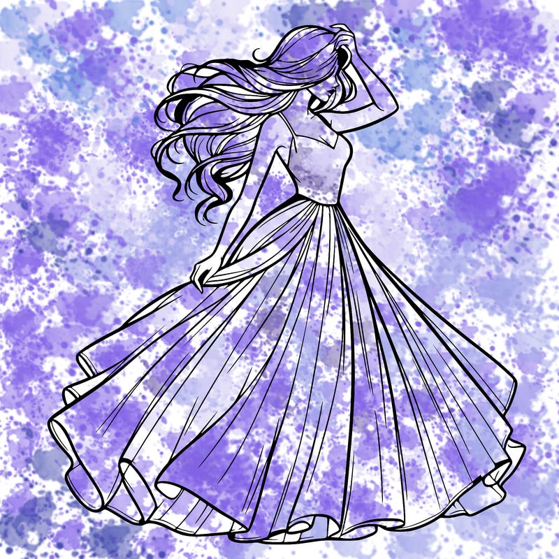 realistic woman with dress flowing in the wind