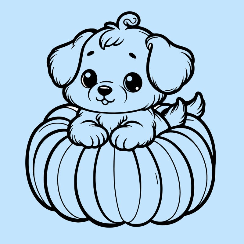 cute little puppy in a pumpkin