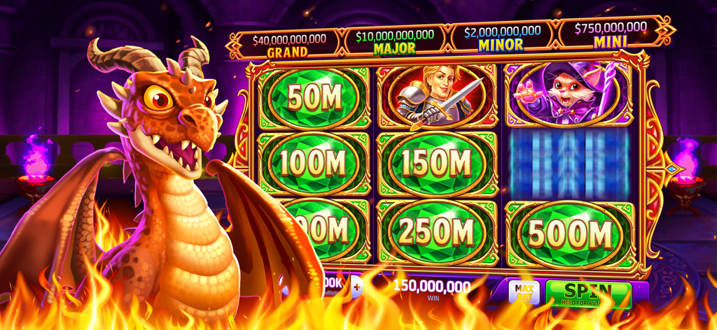 Dragon themed slot machine with massive jackpots and jewel symbols in Cash Respin Slots