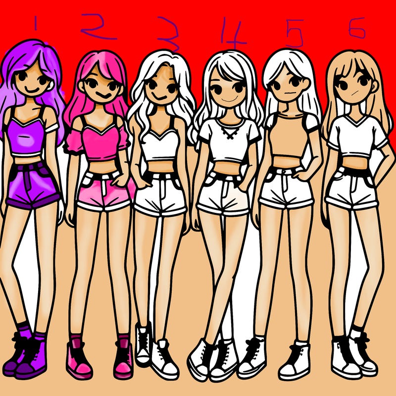 a group of girls wearing crop tops and shorts