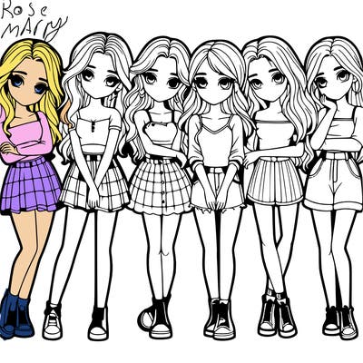 a group of girls realistic