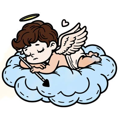 cupid asleep on a cloud