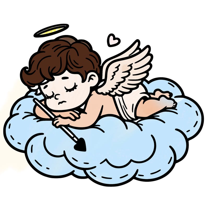 cupid asleep on a cloud