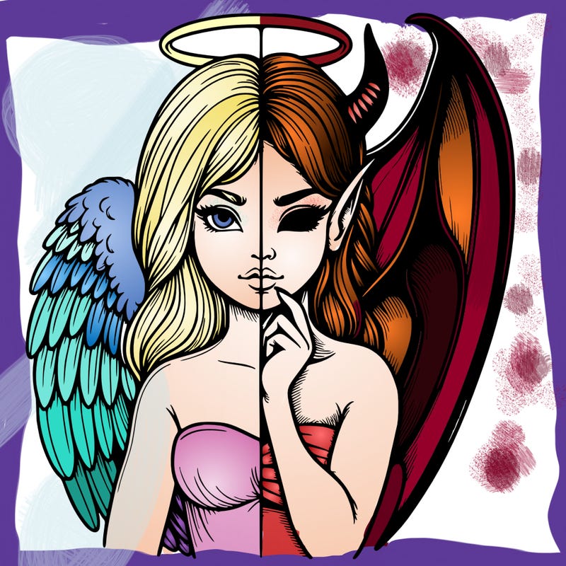 realistic angel half demon