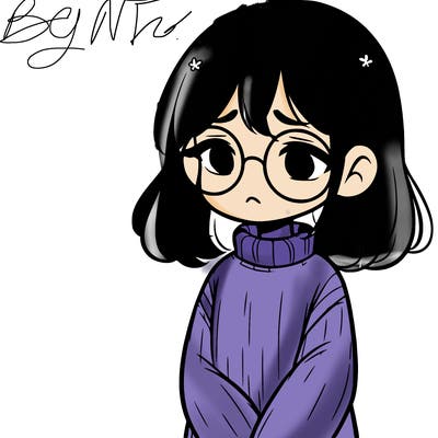sad girl with glasses in a sweater