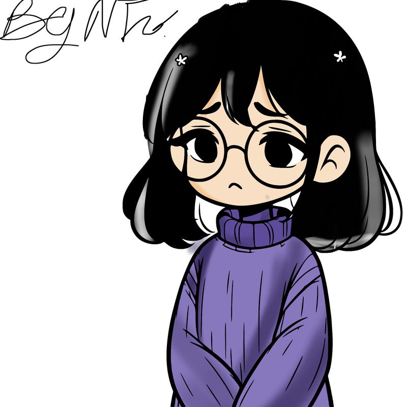 sad girl with glasses in a sweater