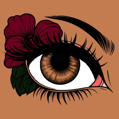 realistic eye with flower