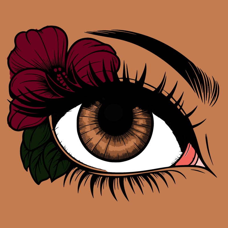 realistic eye with flower