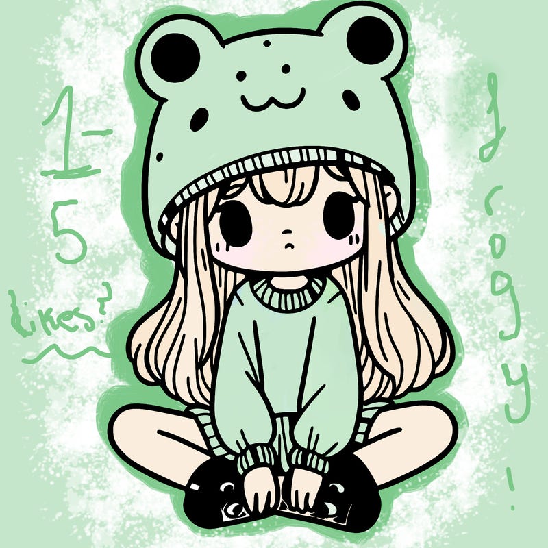 a girl wearing a frog hat and some frog socks