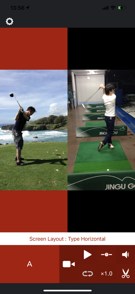 XPlayer - Dual player. - Side by side horizontal comparison of a golf swing using XPlayer dual video player
