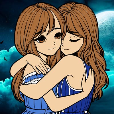 realistic girls hugging