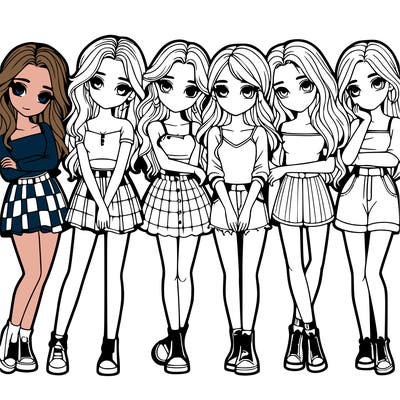 a group of girls realistic