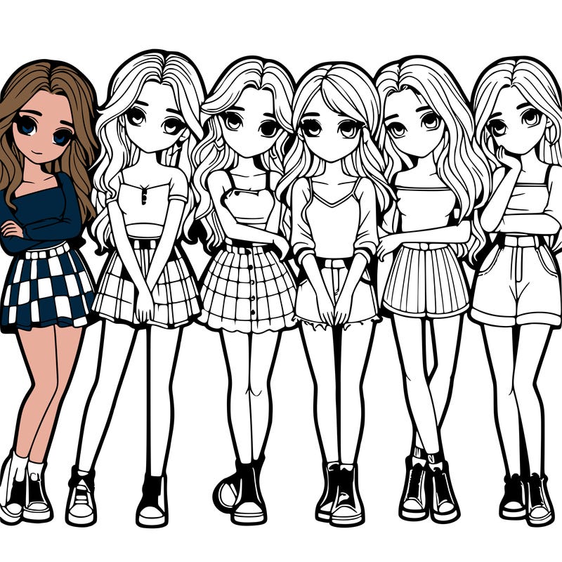 a group of girls realistic