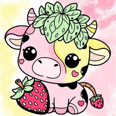 cute strawberry cow