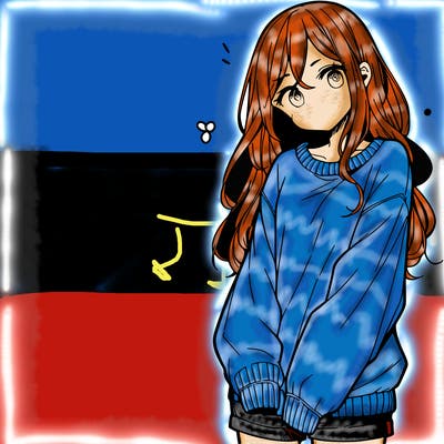 manga teen girl  in a sweater and baggy pants