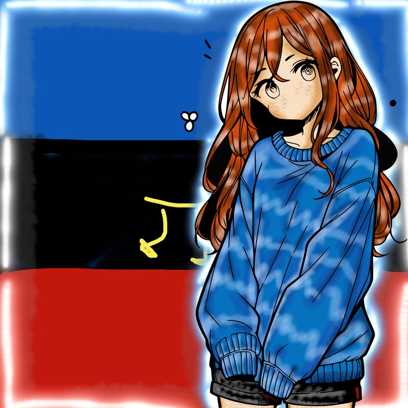 manga teen girl  in a sweater and baggy pants