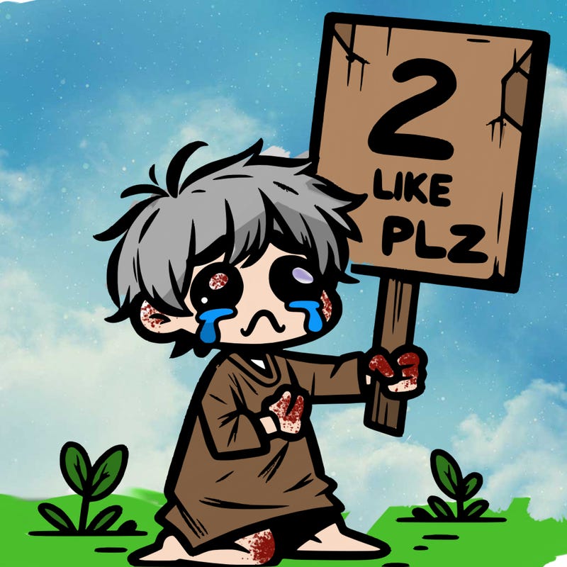 small poor toddler crying with sign that says 2 like plz